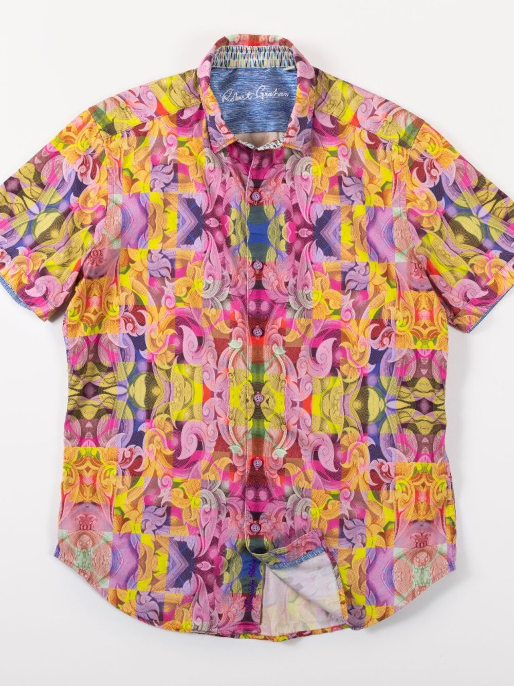 Robert Graham Riceboro Mens S Short Sleeve Button Up Shirt Abstract Geometric